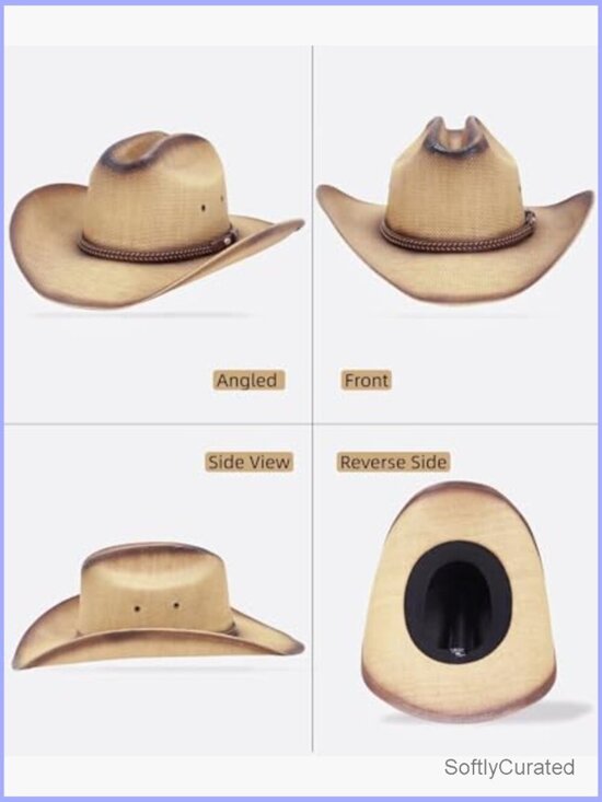 Straw Cowboy Hat with Cattleman Crease, Wide Brim Western Unisex main image 5